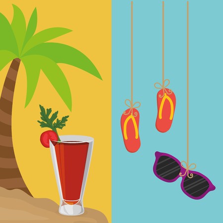 450x450 Beach Palm Cocktail And Flip Flop Sunglasses Hanging Banner Vector