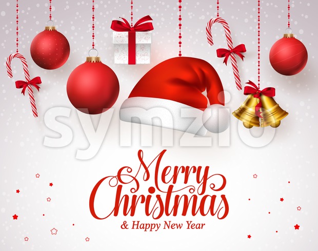 620x489 Merry Christmas With Hanging Christmas Ornaments Vector
