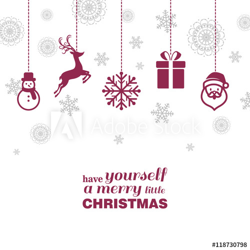 500x500 Vector Illustration Of A Christmas Card With Various Hanging