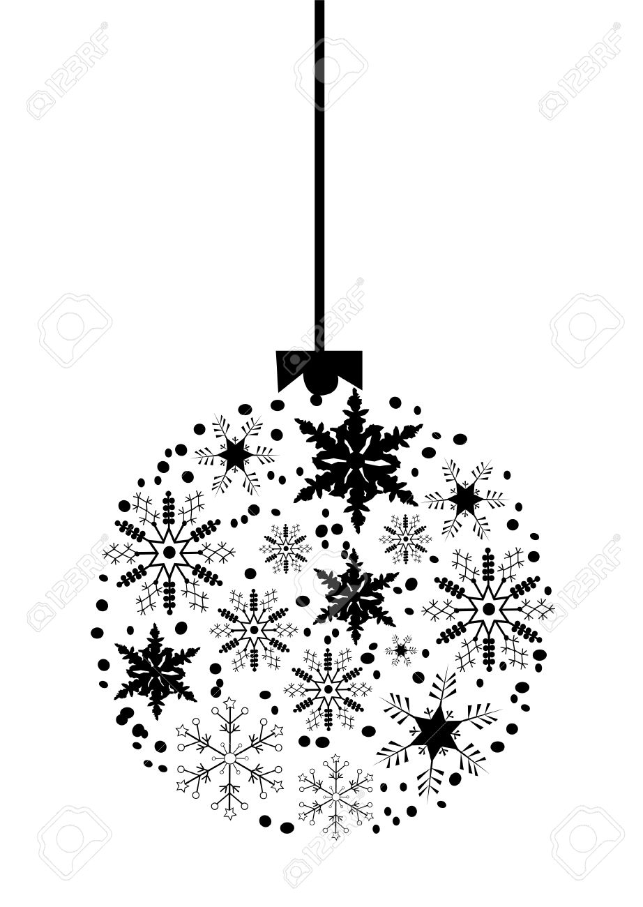 922x1300 Hanging Christmas Ornament Clipart Black And White Free
