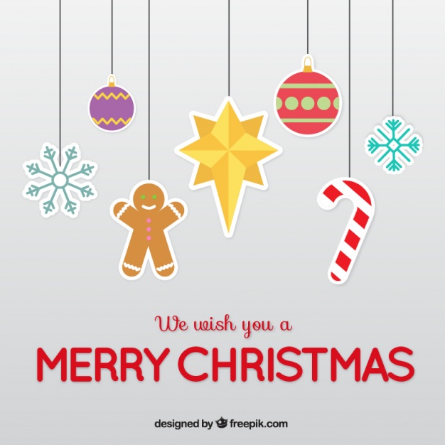 626x626 Background Of Hanging Christmas Ornaments Vector Free Download