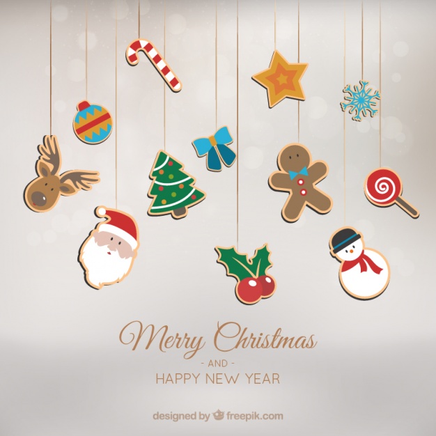 626x626 Background With Christmas Ornaments Hanging Vector Free Download