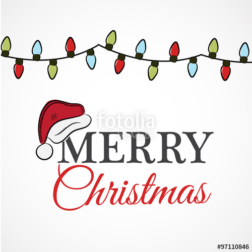 Merry Christmas Greeting Card With Hanging Lights Vector Stock 500x500 Merry Christmas Greeting Card With Hanging Lights Vector Stock