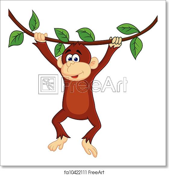 561x581 Free Art Print Of Funny Monkey Hanging Vector Illustration