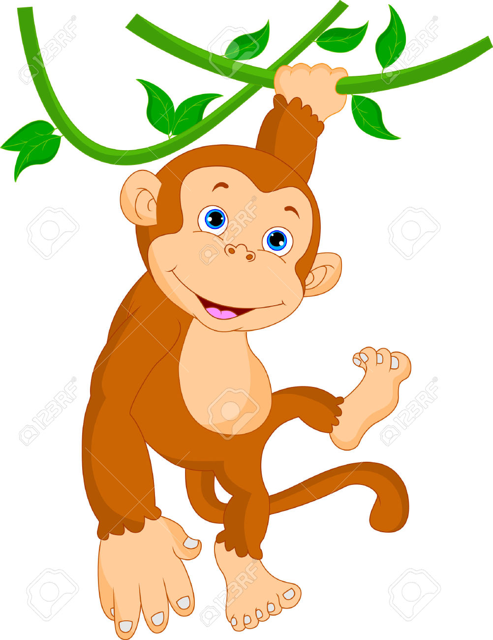 1002x1300 Hanging Monkey Cartoon Group With Items