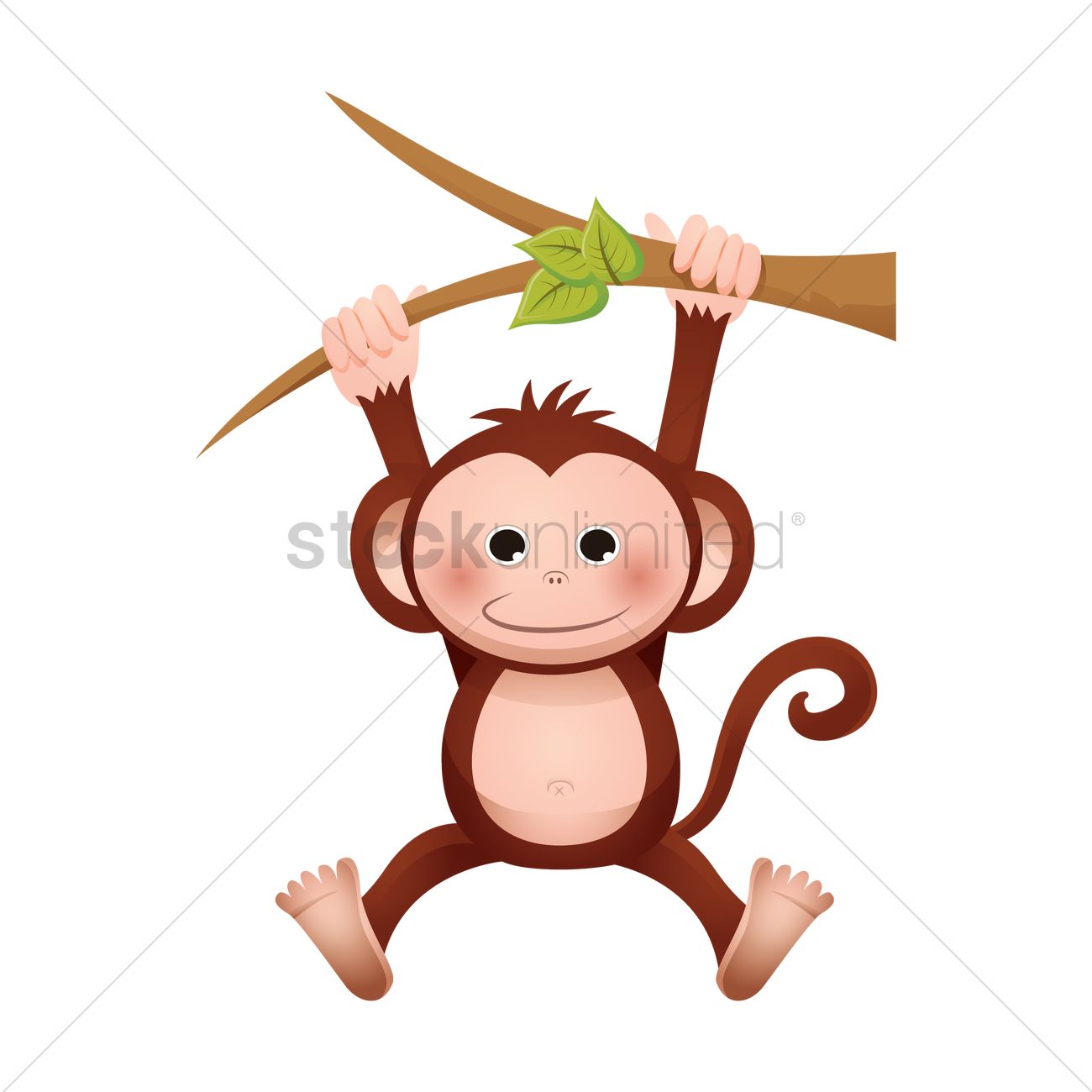 1300x1300 Monkey Hanging To Branch Vector Image