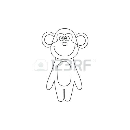 450x450 Outline Of A Monkey Cute Monkey With Outline Or Line Art Hanging