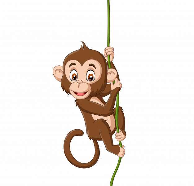 626x600 Cartoon Baby Monkey Hanging On A Tree Branch Vector Premium Download