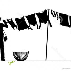 300x300 Clean Clothes Hanging On The Washing Rope Vector Clipart Wallkeeper