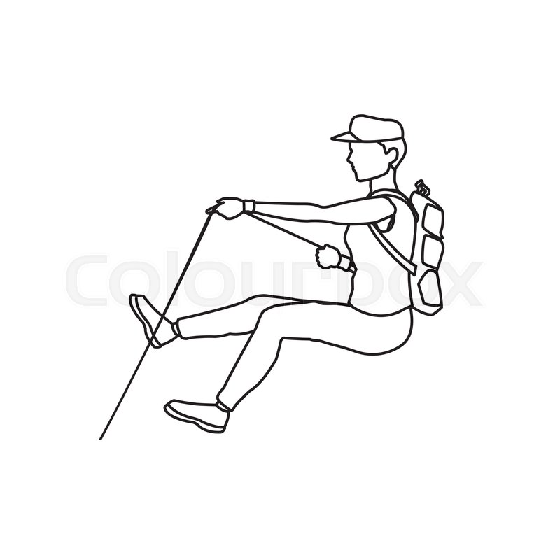 800x800 Young Male Climber Hanging On A Rope Stock Vector Colourbox