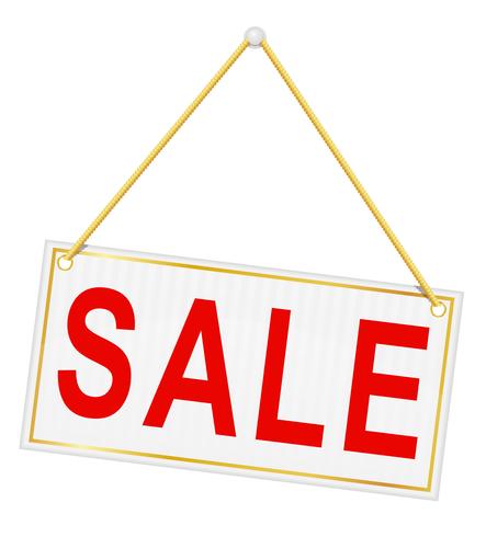 443x490 Red Sign Label With The Inscription Sale Hanging On A Rope Vector