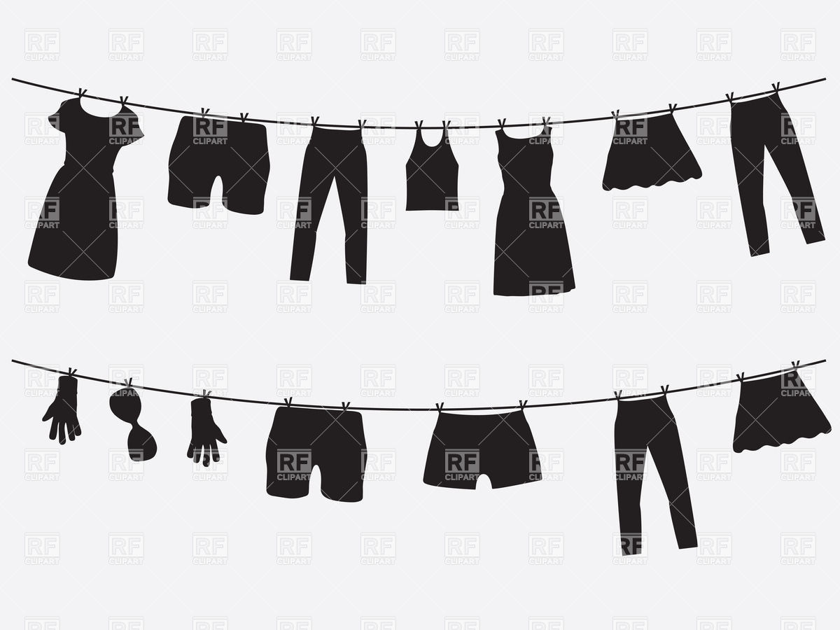 1200x900 Clean Clothes Hanging On The Washing Rope Vector Image Of Signs