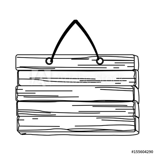 500x500 Wooden Rustic Signboard Hanging From A Rope Vector Illustration