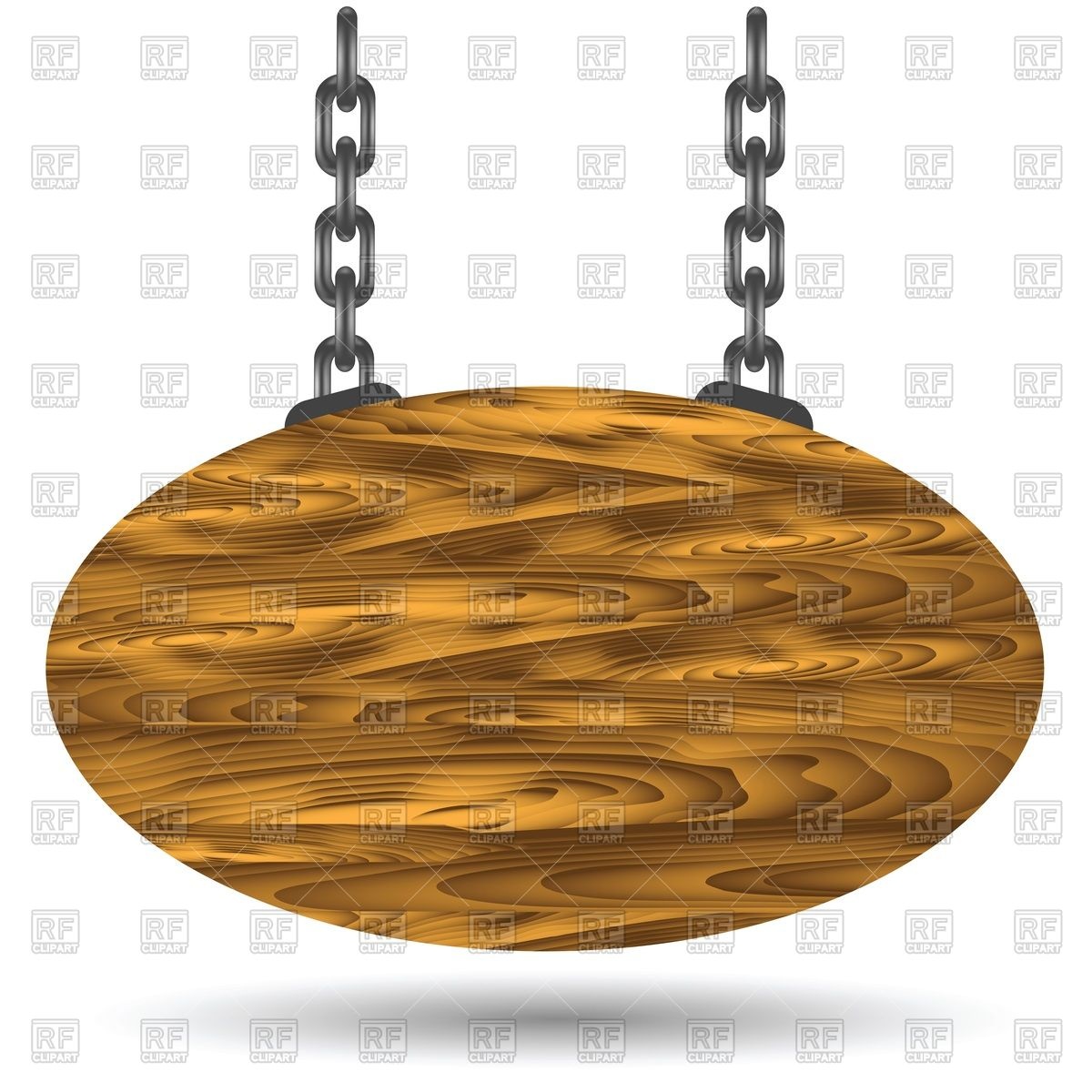 1200x1200 Oval Wooden Sign Board Hanging On A Chains Vector Image Of Objects