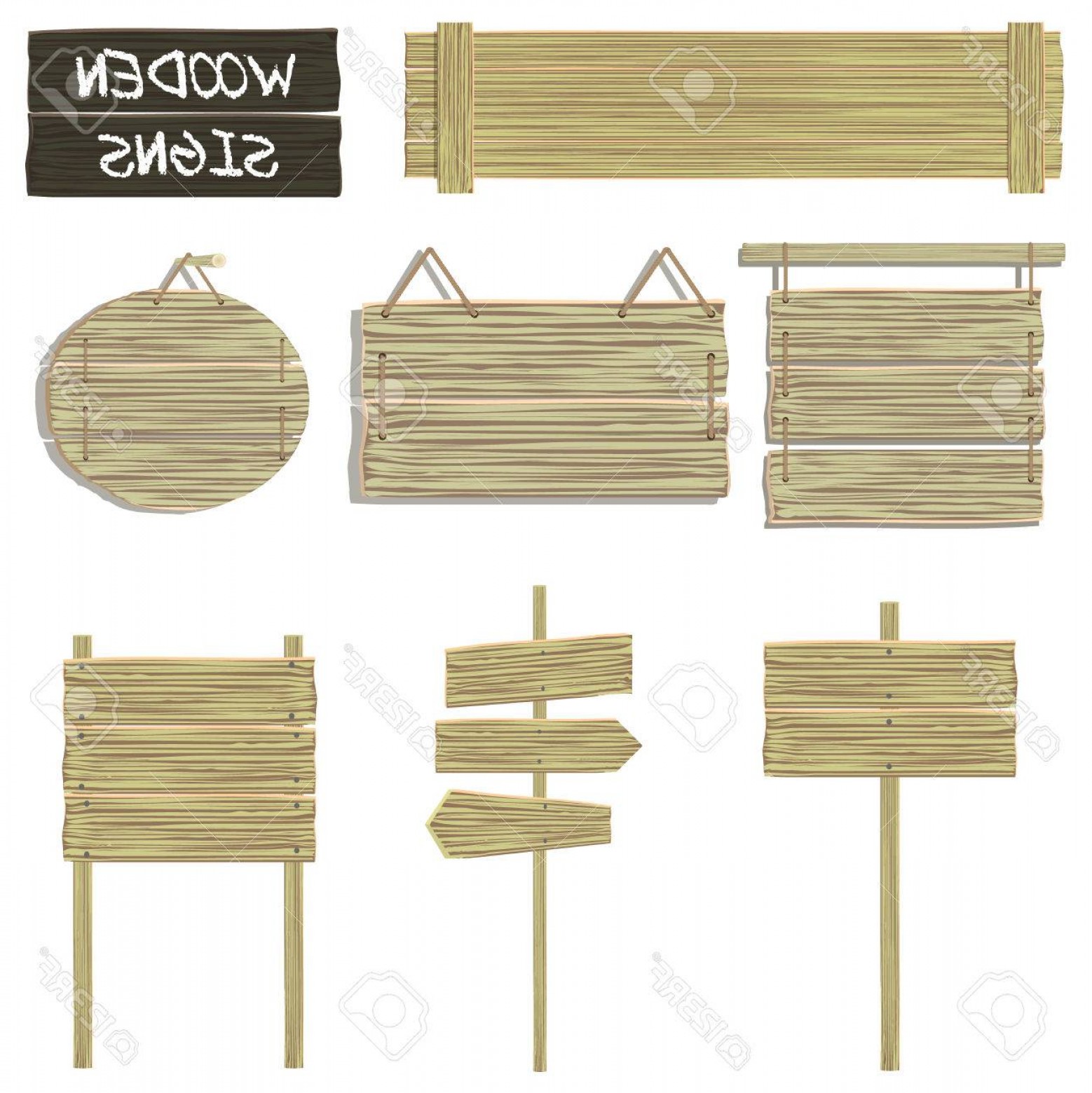 1558x1560 Photostock Vector Wooden Signs Vector Set Of Wood Signboards
