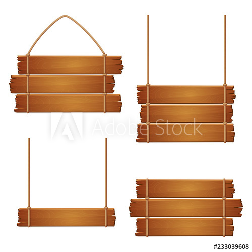 500x500 Set Of Hanging Wooden Signs Isolated On A White Background Old