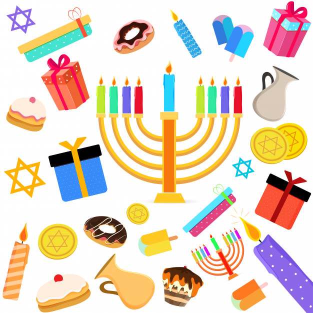 626x626 Jewish Holiday Hanukkah With Menorah Vector Premium Download