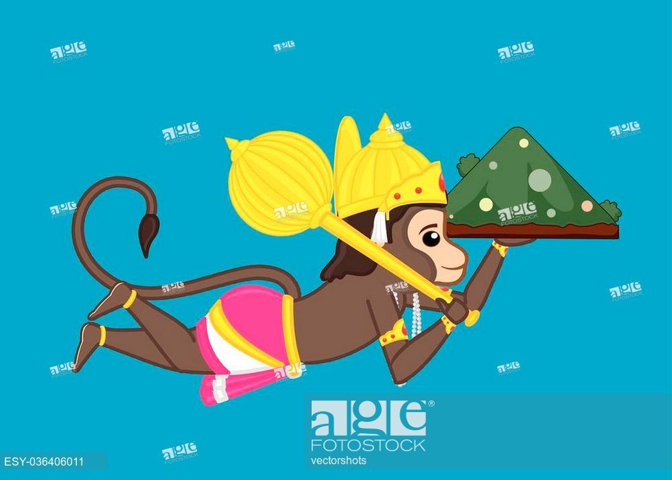 Lord Hanuman Carrying Mountain Vector Illustration, Stock Vector 979x700 Lord Hanuman Carrying Mountain Vector Illustration, Stock Vector