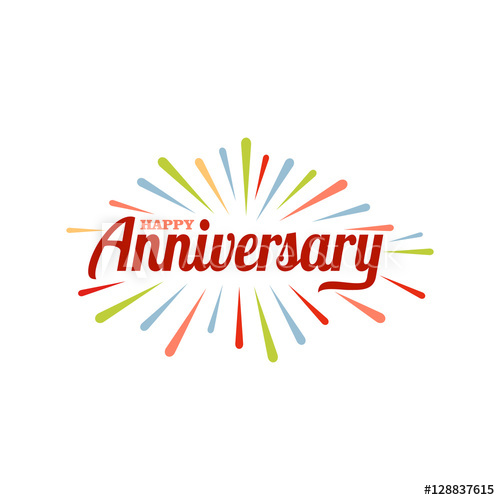 500x500 Colorful Sunburst Happy Anniversary Vector Illustration