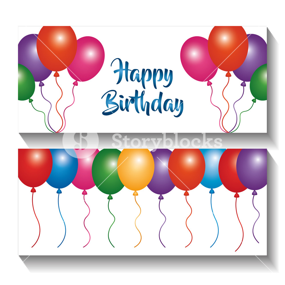 1000x1000 Happy Birthday Banners Invitation Multicolor Balloons Celebration