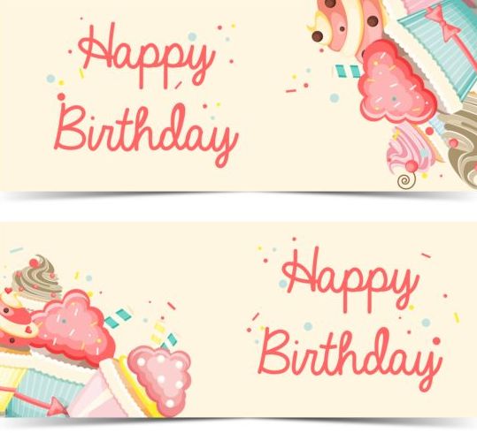 539x490 Cupcake With Happy Birthday Banner Vector Free Download