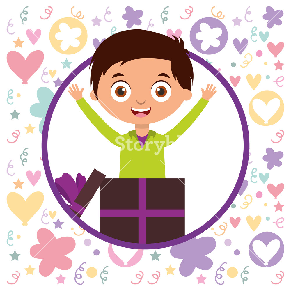 1000x1000 Little Boy Inside Gift Box Wrapped Floral Love Celebration