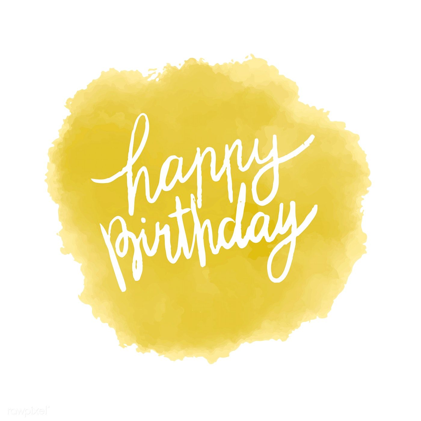 1400x1400 Happy Birthday Typography Vector In Yellow Free Image