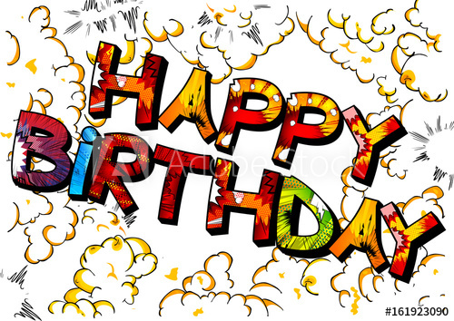 500x354 Comic Book Explosion Effect Filled Happy Birthday Typography