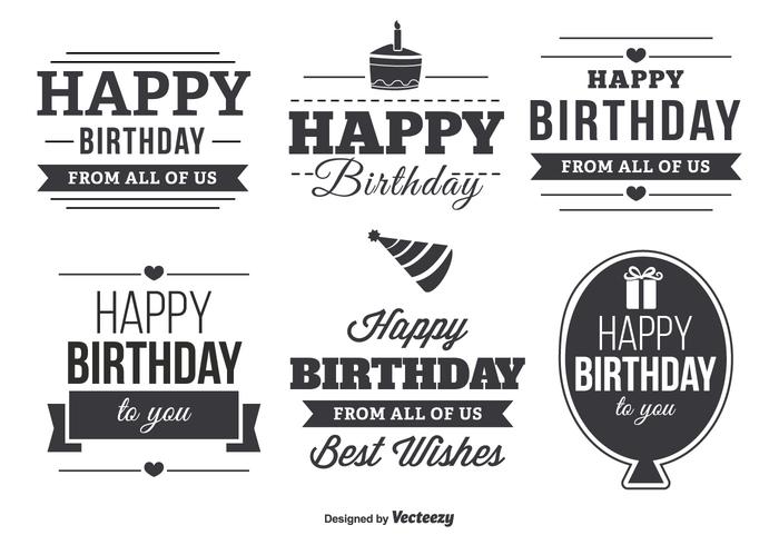 700x490 Happy Birthday Typographic Label Set