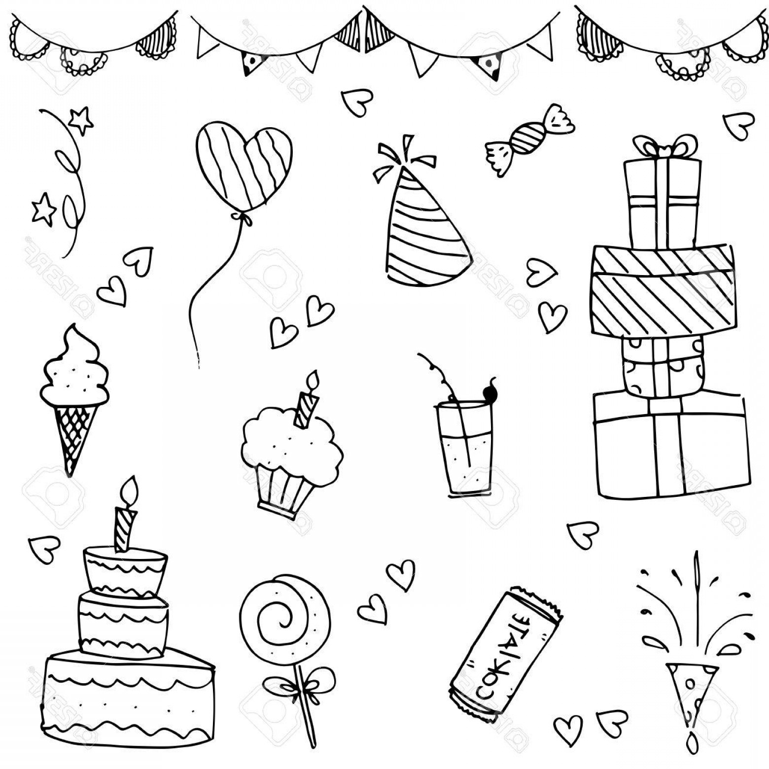 Photostock Vector Happy Birthday Vector Doodle Hand Drawn Colorful 1560x1560 Photostock Vector Happy Birthday Vector Doodle Hand Drawn Colorful