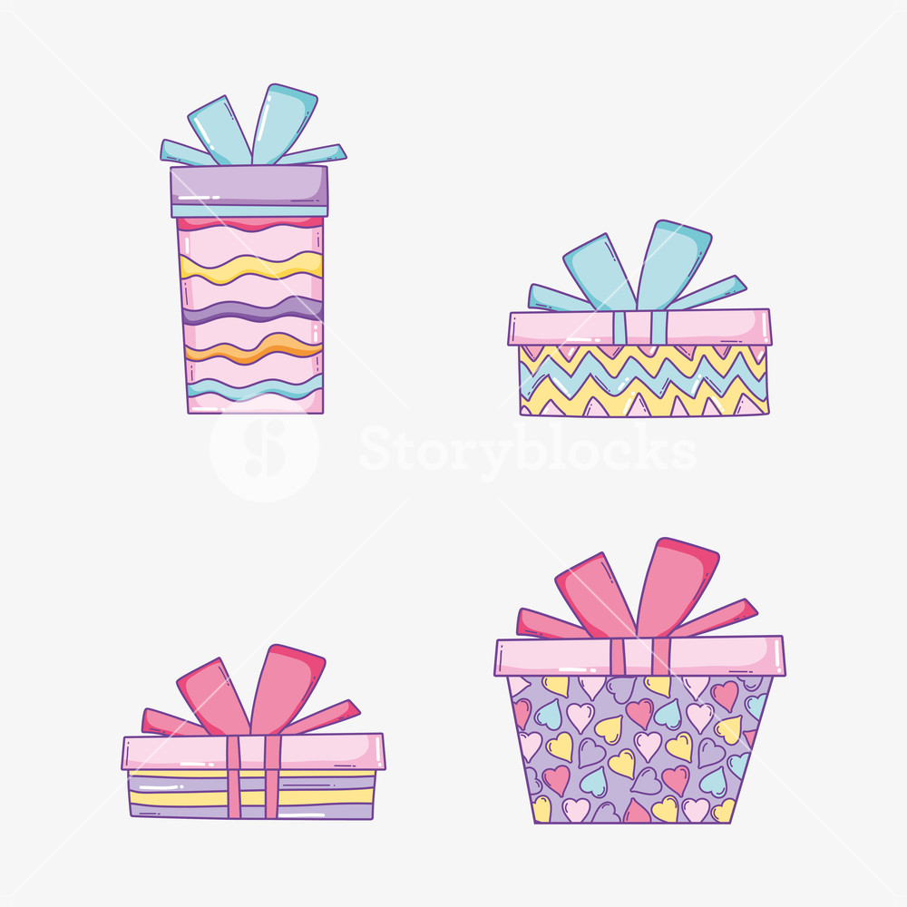 1000x1000 Set Presents Gift Box To Happy Birthday Vector Illustration