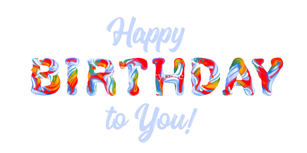 1000x498 Colorful Text Birthday Vector Illustration On White Background