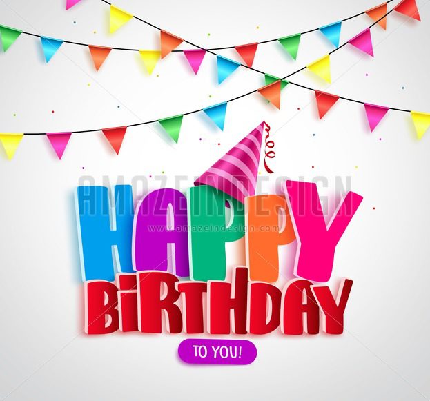 623x581 Happy Birthday Vector Banner Design With Colorful Text Written