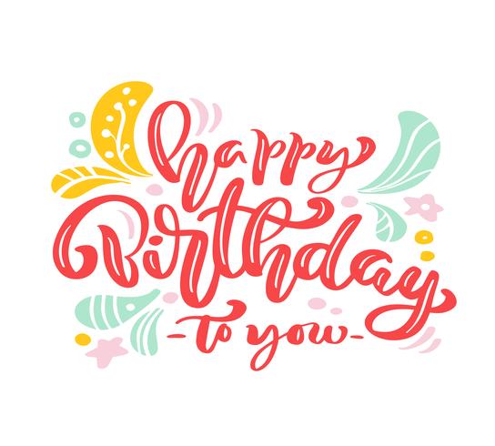 544x490 Happy Birthday To You Pink Calligraphy Lettering Vector Text