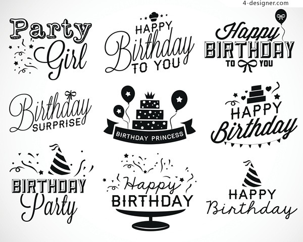 600x480 Designer Happy Birthday English Text Layout Design Vector
