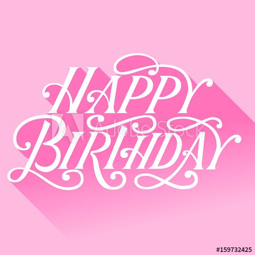 500x500 Happy Birthday Vintage Hand Lettering With Gradient Shadow