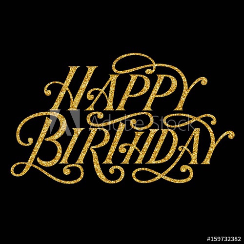 500x500 Happy Birthday Vintage Hand Lettering With Golden Glitter Effect