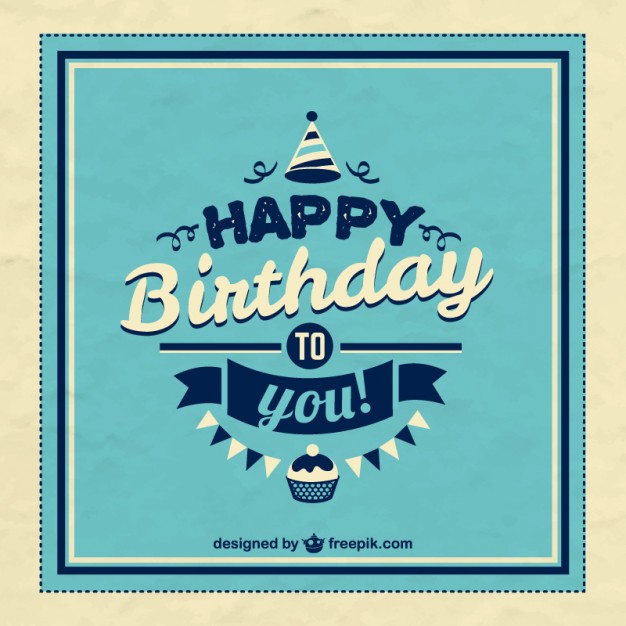626x626 Retro Happy Birthday Card Vector Free Download