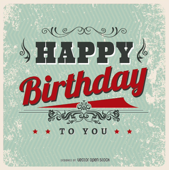 591x596 Vintage Happy Birthday Postcard