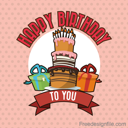 500x500 Vintage Happy Birthday Card Vector Material Free Download