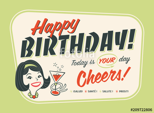 500x367 Vintage Style Happy Birthday Card