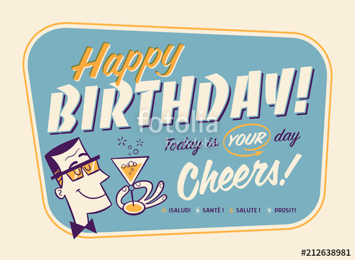 500x367 Vintage Style Happy Birthday Card