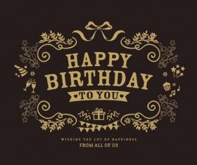 280x235 Vintage Happy Birthday Vector Labels Chistes Y Felicitaciones