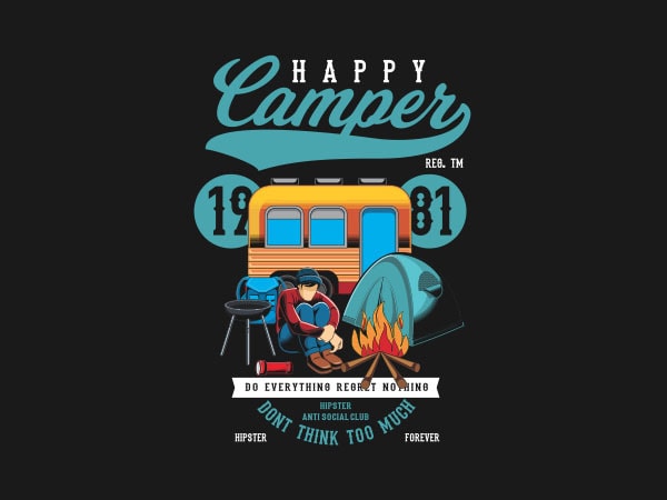 600x450 Happy Camper Vector T Shirt Design