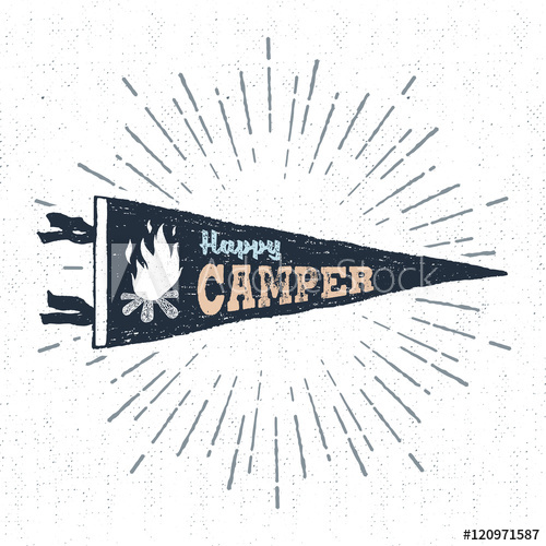 500x500 Hand Drawn Adventure Pennant Flag Vector Illustration And Happy