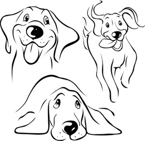 300x292 Happy Dog Clipart Black And White