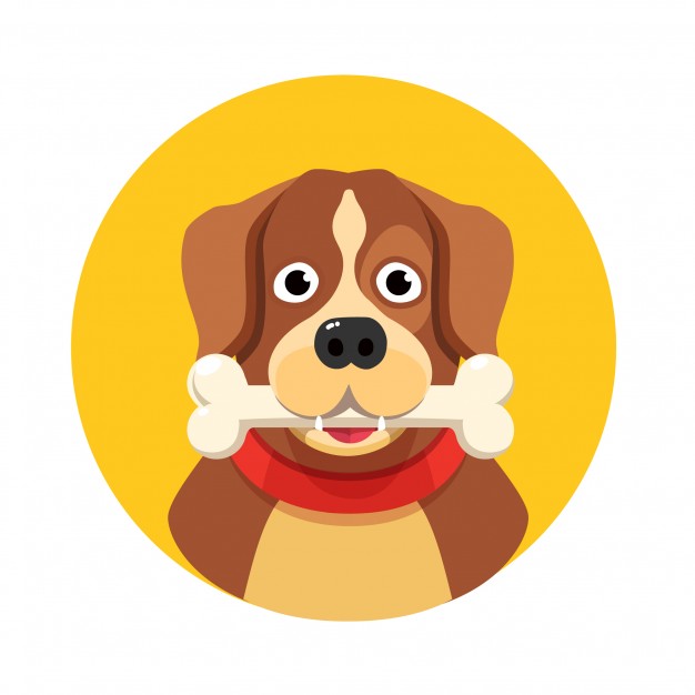 626x626 Happy Dog With Big White Bone Vector Free Download
