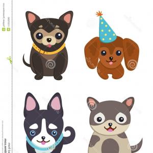 300x300 Set Color Smiling Dogs Vector Illustration Happy Puppies Sparkling
