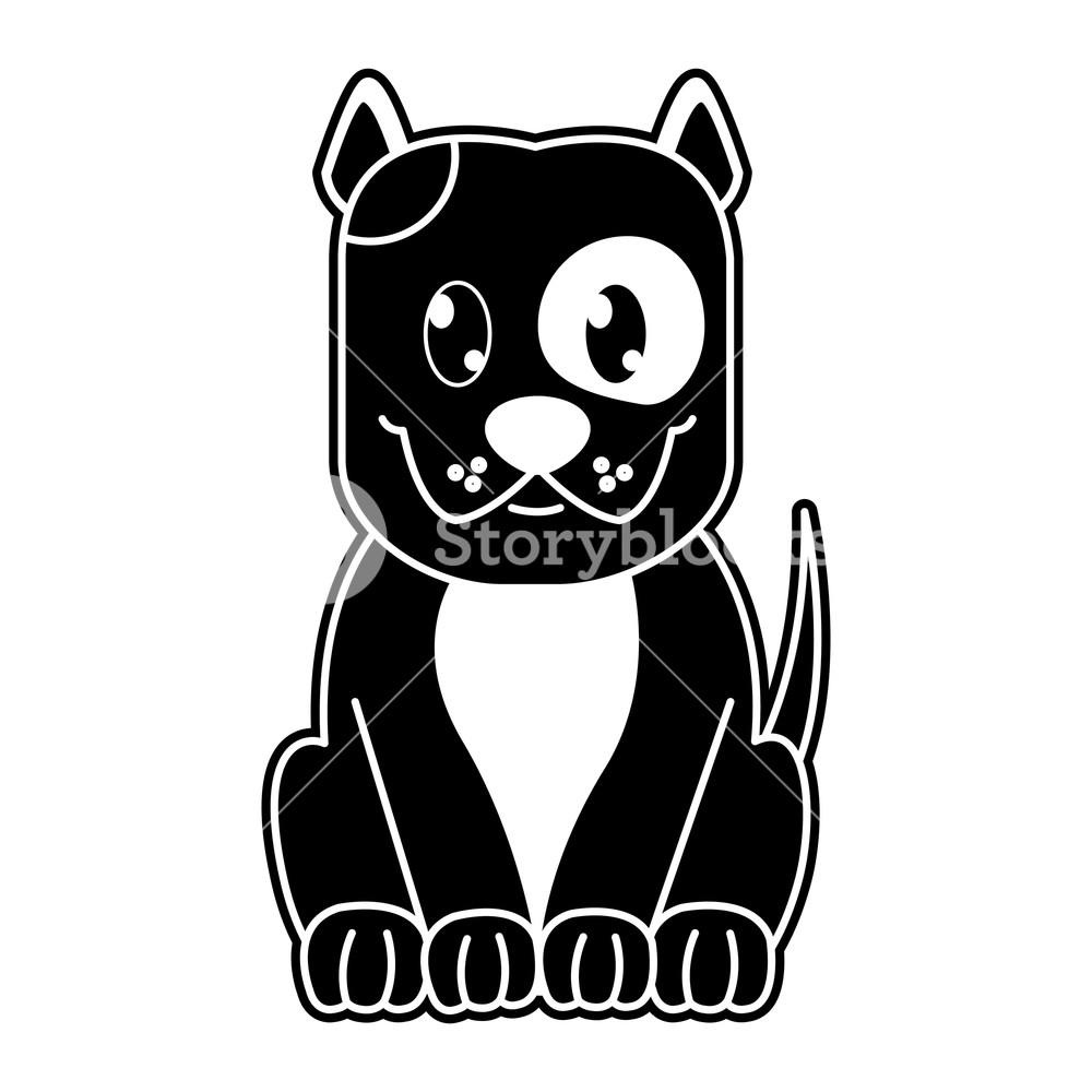 1000x1000 Silhouette Happy Dog Cute Animal Character Vector Illustration