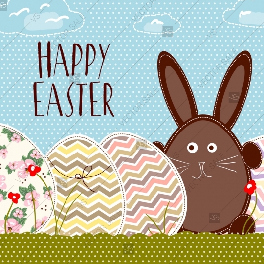 Happy Easter Vector Card Egg Rabbit Clipart Thank You Card 540x540 Happy Easter Vector Card Egg Rabbit Clipart Thank You Card